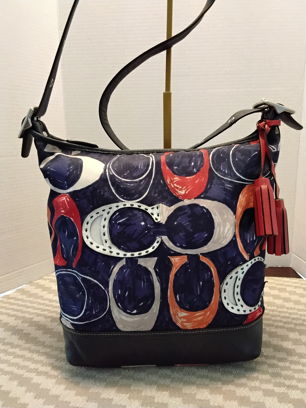 Coach Navy Multicolor Circle-Print Vintage Duffle Bag - Picture 3 of 10